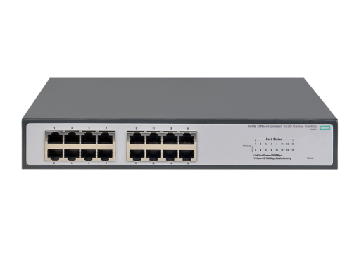 HPE 1420 16G Switch, 16 x GIG Ports, Non-PoE, Unmanaged, Limited Lifetime Warranty