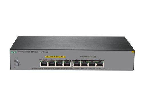 HPE 1920S 8G PPoE+ 65W Switch, Partial PoE 1-4 Ports, Layer 3, Web-Managed, Limited Lifetime Warranty