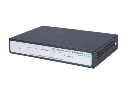 HPE 1420 8G Switch, 8 x GIG Ports, Fanless, Unmanaged, Limited Lifetime Warranty