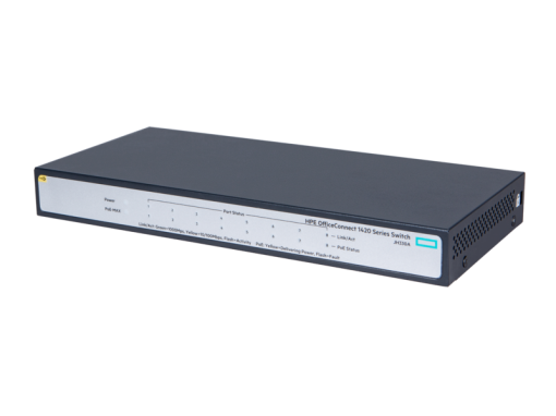 HPE 1420 8G PoE+ (64W) Switch, 8 x GIG PoE Ports, Fanless, Unmanaged, Limited Lifetime Warranty