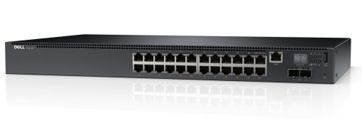 210-ABNW Dell EMC Switch N2024P, Layer 2, 24 x PoE+ 1GbE + 2 x 10GbE SFP+ Fixed Ports Stacking IO to PSU Airflow AC