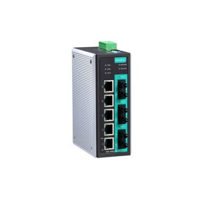 EDS-408A-3S-SC-48 Moxa Entry-level Managed Industrial Ethernet Switch with 5 10/100BaseT(X) ports, 3 single mode 100BaseFX ports, SC connector, -48VDC, 0 to 60°C.